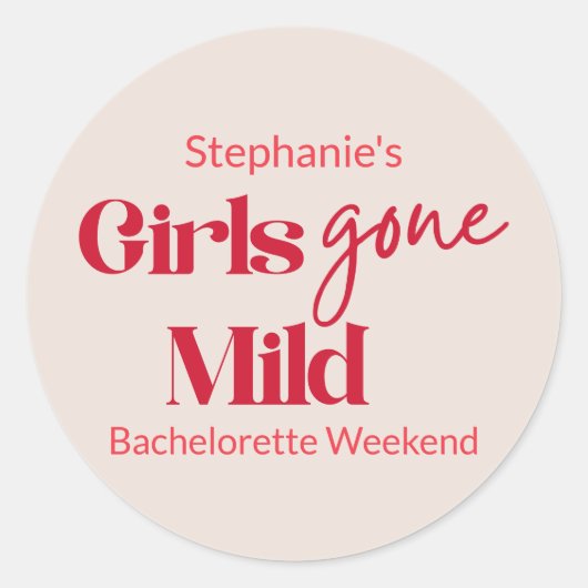 Girls Gone Mild Stylish Bachelorette Beach Weekend Ronde Sticker (Voorkant)