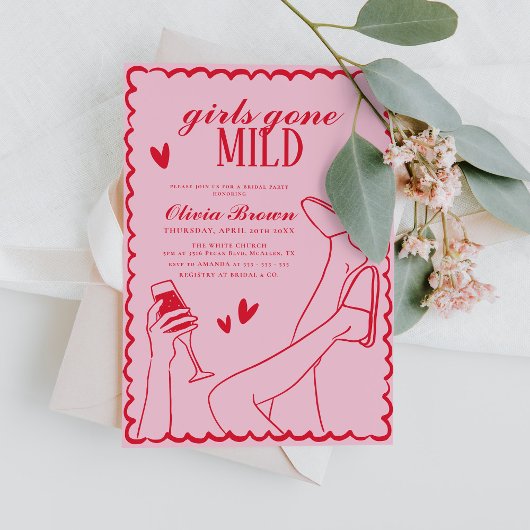 Girls Gone Mild Wavy Scribble Vrijgezellenfeest Kaart