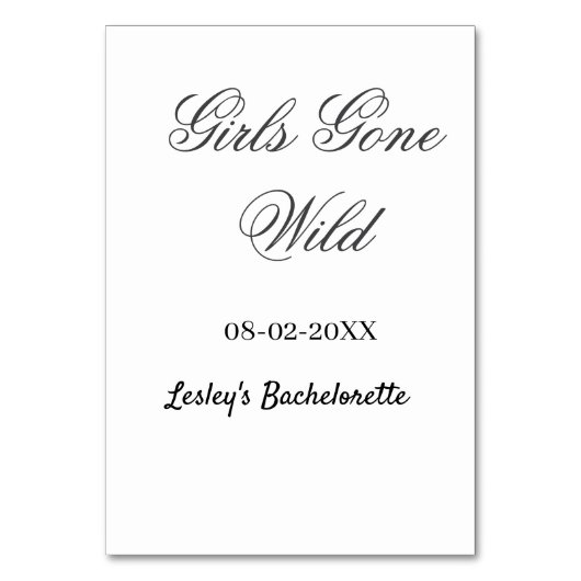 Girls Gone wild Bachelorette party name date bride Kaart (Voorkant)