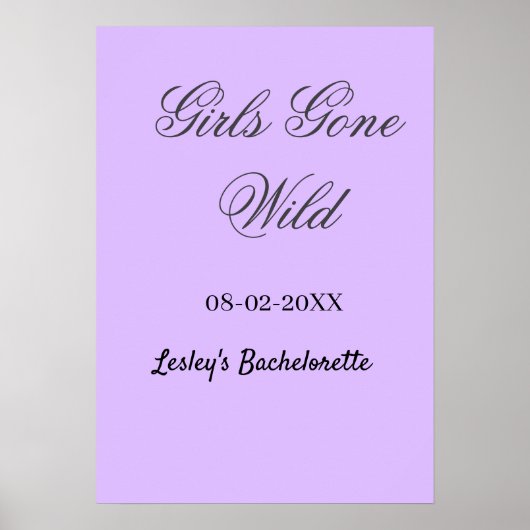 Girls Gone wild Bachelorette party name date bride Poster (Voorkant)