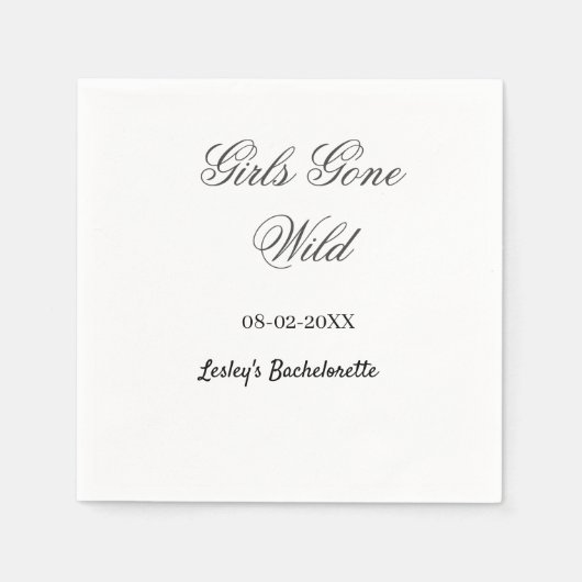 Girls Gone wild Bachelorette party name date bride Servet (Voorkant)