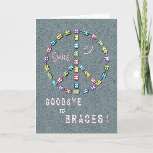 Girls Goodbye Braces Gefeliciteerd Vredesteken Kaart (Voorkant)