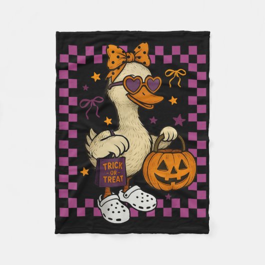 Girls Goose Halloween Spooky Goosey Silly Goose Pu Fleece Deken (Voorkant)