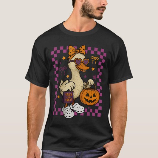 Girls Goose Halloween Spooky Goosey Silly Goose Pu T-shirt (Voorkant)