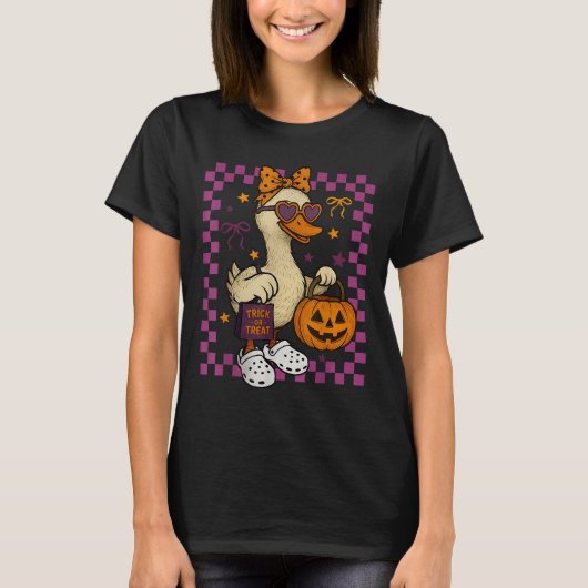 Girls Goose Halloween Spooky Goosey Silly Goose Pu T-shirt (Voorkant)