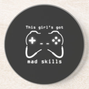 Girl's Got Mad Skills Video Game Controller Drink Zandsteen Onderzetter