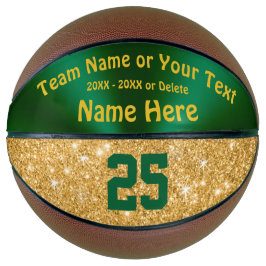 Girls Green en Gold Personalized Basketball Ball Basketbal