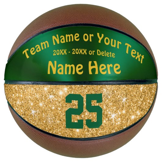 Girls Green en Gold Personalized Basketball Ball Basketbal (Voorkant)