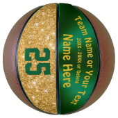 Girls Green en Gold Personalized Basketball Ball Basketbal (Verticaal)