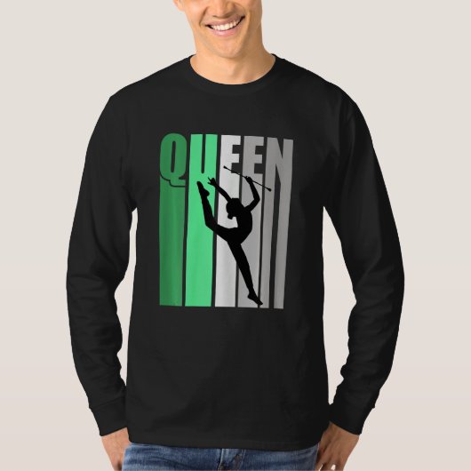 Girls Green Retro Rhythmic Gymnastics Queen Daught T-shirt (Voorkant)