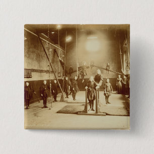 Girl's Gymnasium bij de Doaf and Dumb Institution Vierkante Button 5,1 Cm