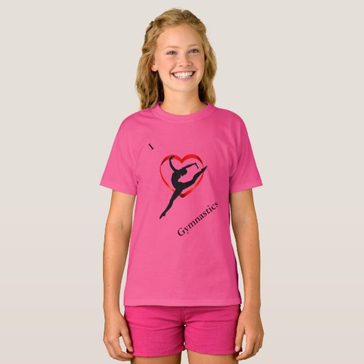Girls Gymnast Heart T-shirt (Voorkant volledig)