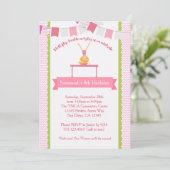 Girls Gymnastics Birthday Invitation Kaart (Staand voorkant)