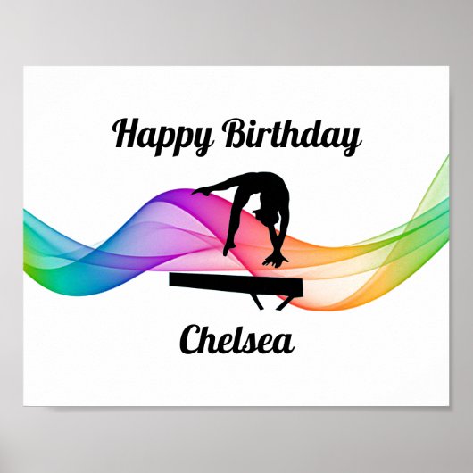 Girls Gymnastics Birthday Poster (Voorkant)