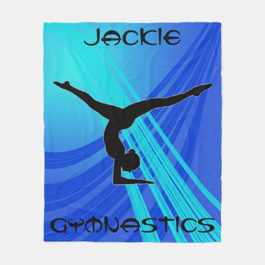 Girls Gymnastics Blue Abstract Fleece Deken (Voorkant)