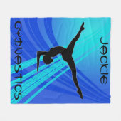 Girls Gymnastics Blue Abstract Fleece Deken (Voorkant (Horizontaal))
