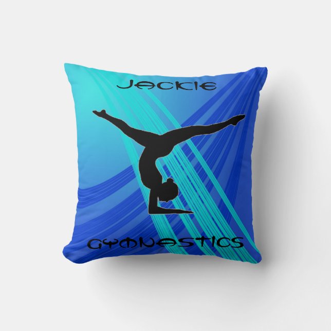 Girls Gymnastics Blue Abstract Kussen (Voorkant)