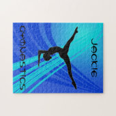 Girls Gymnastics Blue Abstract Legpuzzel (Horizontaal)