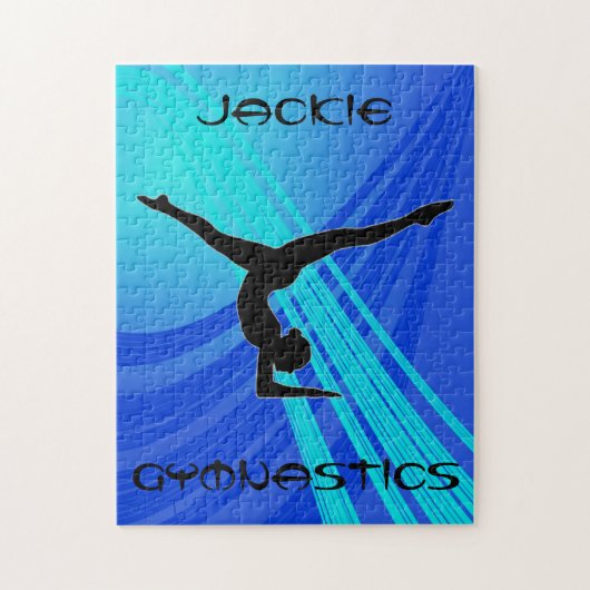 Girls Gymnastics Blue Abstract Legpuzzel (Verticaal)