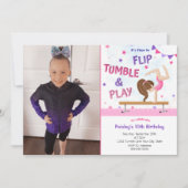 Girls Gymnastics Foto Birthday Party Invitation Kaart (Voorkant)