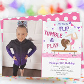 Girls Gymnastics Foto Birthday Party Invitation Kaart