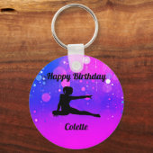 Girls Gymnastics Happy Birthday Sleutelhanger (Voorkant)