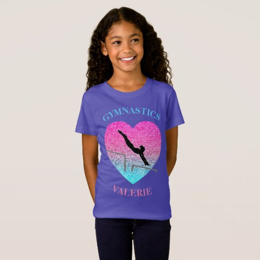 Girls Gymnastics T-Shirt for Gymnast - Uneven Bars (Voorkant volledig)