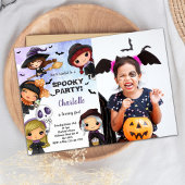Girls Halloween Birthday-uitnodigingen met foto Kaart