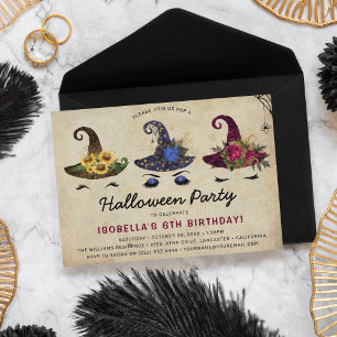 Girls Halloween Kids Birthday Party Invitation Kaart