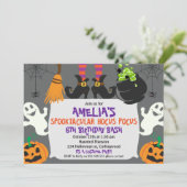 Girls Halloween Spooktacular Birthday Invitation Kaart (Staand voorkant)