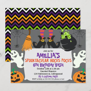 Girls Halloween Spooktacular Birthday Invitation Kaart