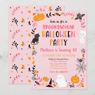 Girls Halloween Spooktacular Birthday Kaart