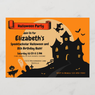 Girls Halloween Spooktacular Birthday Party Kaart