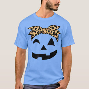 Girls Halloween Women's, Jack O Lantern Leopard Pu T-shirt