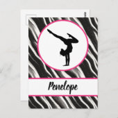 Girls Handstand Zebra Print Faux Fur Briefkaart (Voorkant / Achterkant)