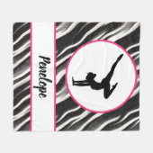 Girls Handstand Zebra Print Faux Fur Fleece Deken (Voorkant (Horizontaal))