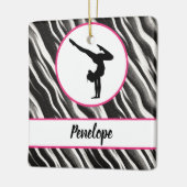 Girls Handstand Zebra Print Faux Fur Keramisch Ornament (Links)