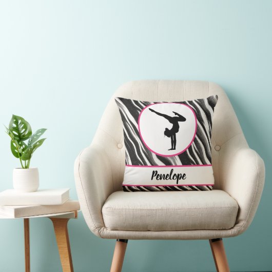 Girls Handstand Zebra Print Faux Fur Kussen (Stoel)