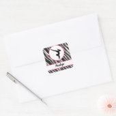 Girls Handstand Zebra Print Faux Fur Vierkante Sticker (Envelop)