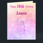 Girls Happy 18th Birthday Fairy Greeting Kaart<br><div class="desc">Prachtig Fairy design Happy 18th Birthday Wenskaart.</div>