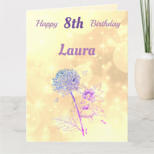 Girls Happy 8th Birthday Fairy Greeting Kaart