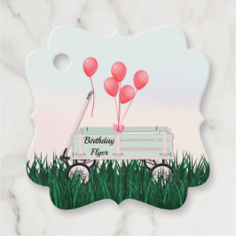 Girl's Happy Birthday Wagon Balloons Gift Labels