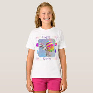 Girls Happy Easter T-Shirt - Paasbunny w/ Egg