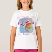Girls Happy Easter T-Shirt - Paasbunny w/ Egg (Voorkant)