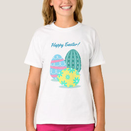 Girls Happy Paast Colorful Eggs Ruffle T-Shirt