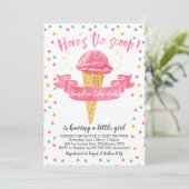 Girls Here's The Scoop Baby shower Invitation Kaart (Staand voorkant)