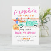 Girls Herfst Farmer Pumpkin Patch Old Truck Kaart (Staand voorkant)