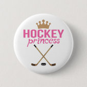 Girls Hockey Prinses Roze Sticks Ronde Button 5,7 Cm (Voorkant)