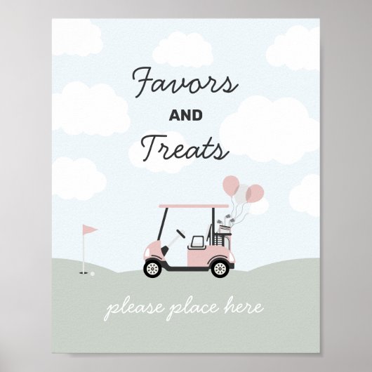 Girls' Hole-in-One Golf 1e verjaardag teken Poster (Voorkant)