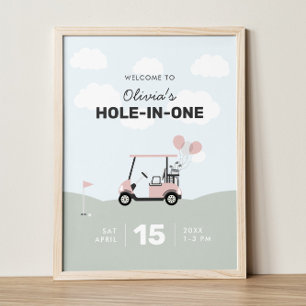 Girls' Hole-in-One Golf 1e verjaardag welkomstbord Poster